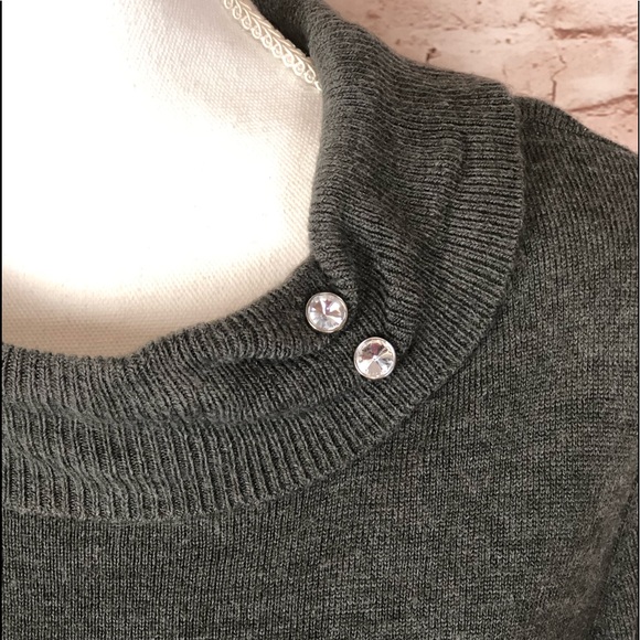 Covington Sweater Size LP Gray Cowl Neck Diamond Collar 3/4 Sleeve NWT - Picture 3 of 9